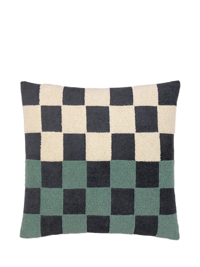 John Lewis MADE Checkerboard Boucle Cushion Marine 50 x 50cm- Buy online at McGrocer