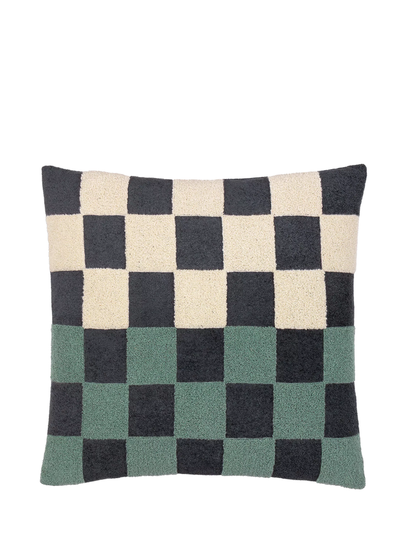 MADE checkerboard boucle cushion marine 50x50cm, imported from the UK