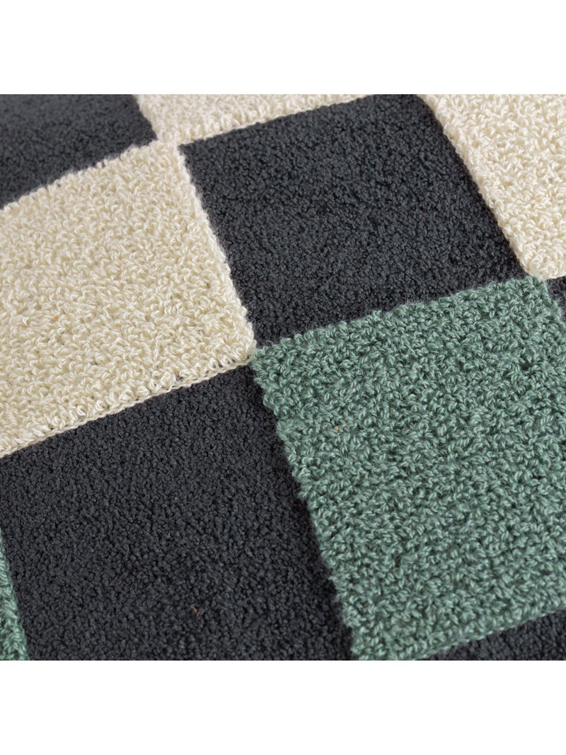 MADE checkerboard boucle cushion marine 50x50cm, imported from the UK