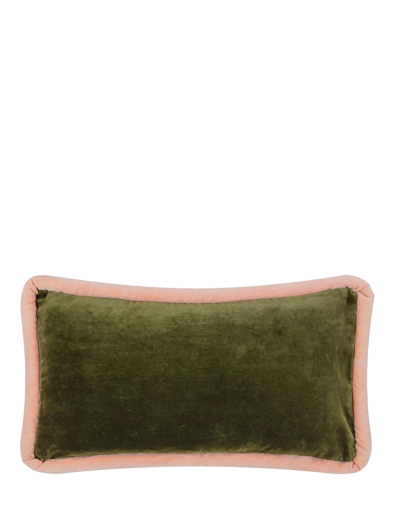 MADE Huxley cushion olive maroon velvet 50x30cm - British product