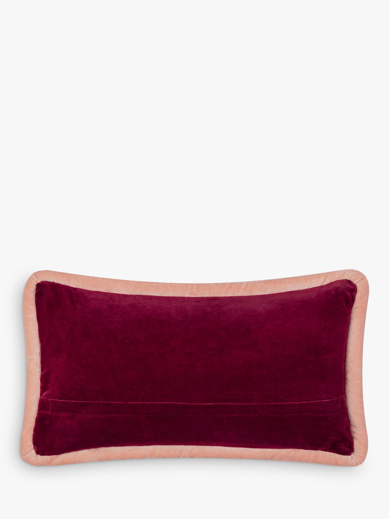 MADE Huxley cushion olive maroon velvet 50x30cm - British product