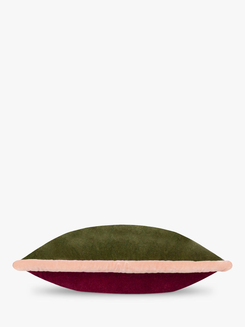 MADE Huxley cushion olive maroon velvet 50x30cm - British product
