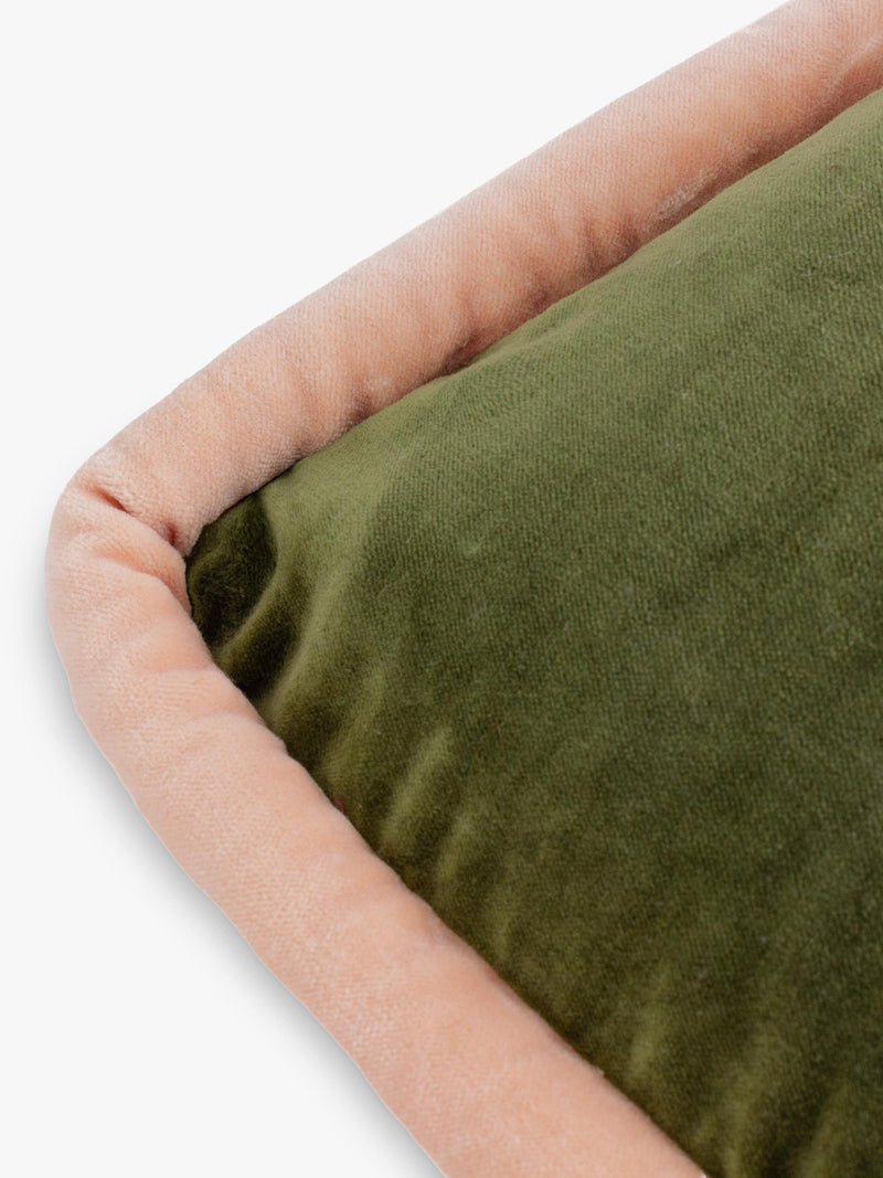 MADE Huxley cushion olive maroon velvet 50x30cm - British product