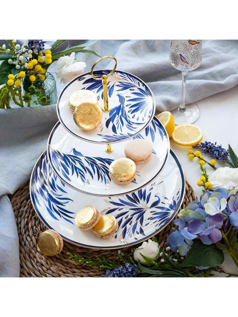 Sara Miller fine china 3-tier cake stand paradise pattern, UK version