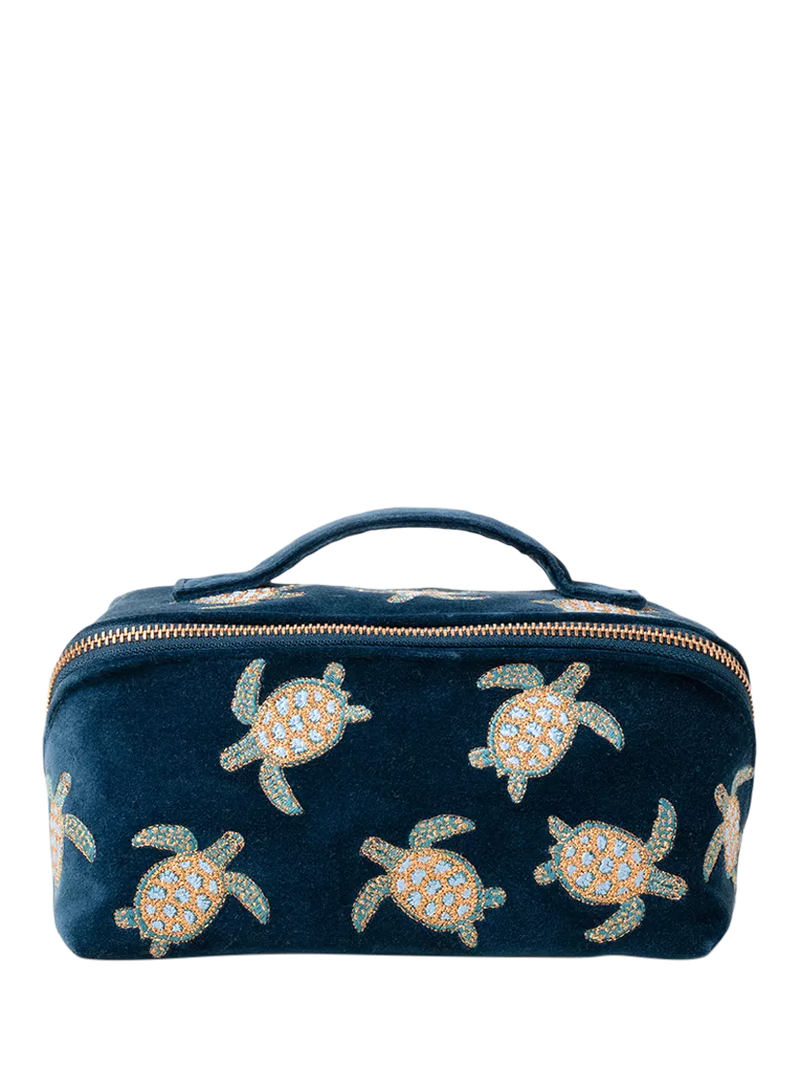Elizabeth Scarlett navy turtle lay flat makeup bag - British product