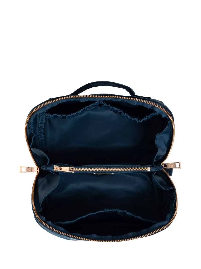 Elizabeth Scarlett navy turtle lay flat makeup bag - British product