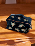 Elizabeth Scarlett navy turtle lay flat makeup bag - British product