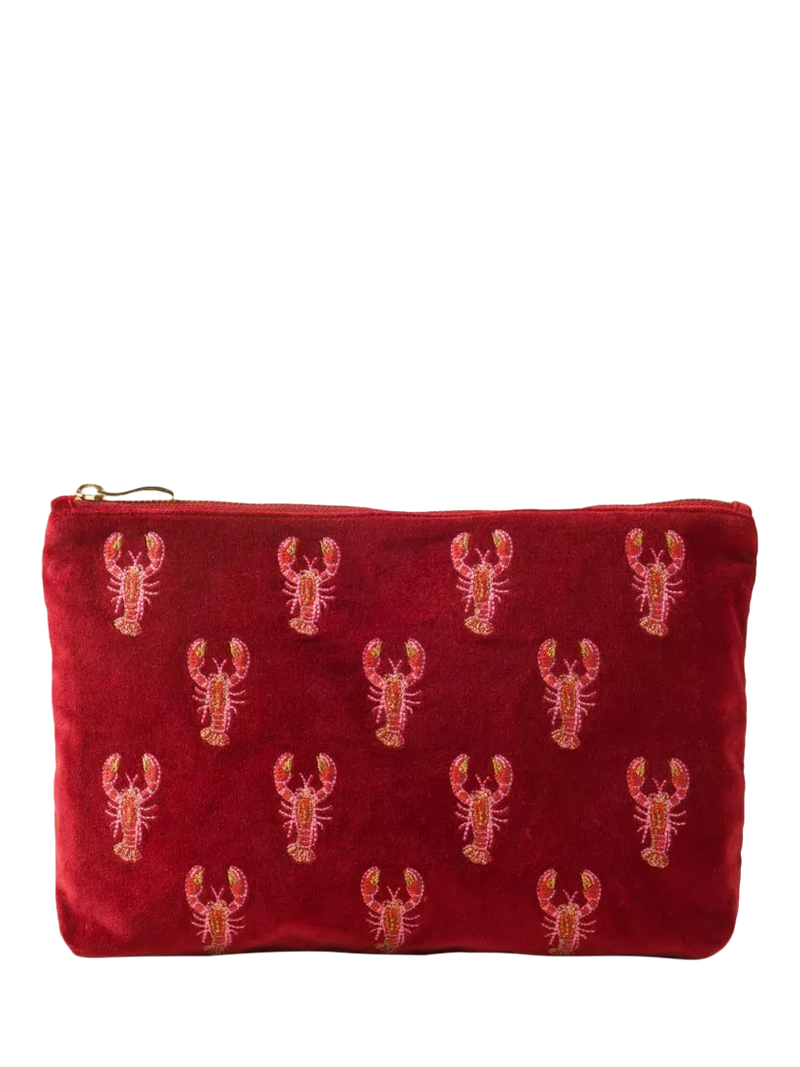 Elizabeth Scarlett lobster pouch red multi organic cotton, imported from the UK