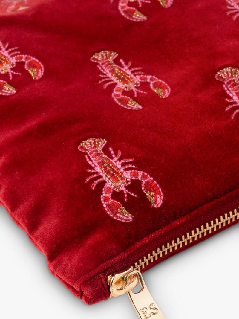 Elizabeth Scarlett lobster pouch red multi organic cotton, imported from the UK