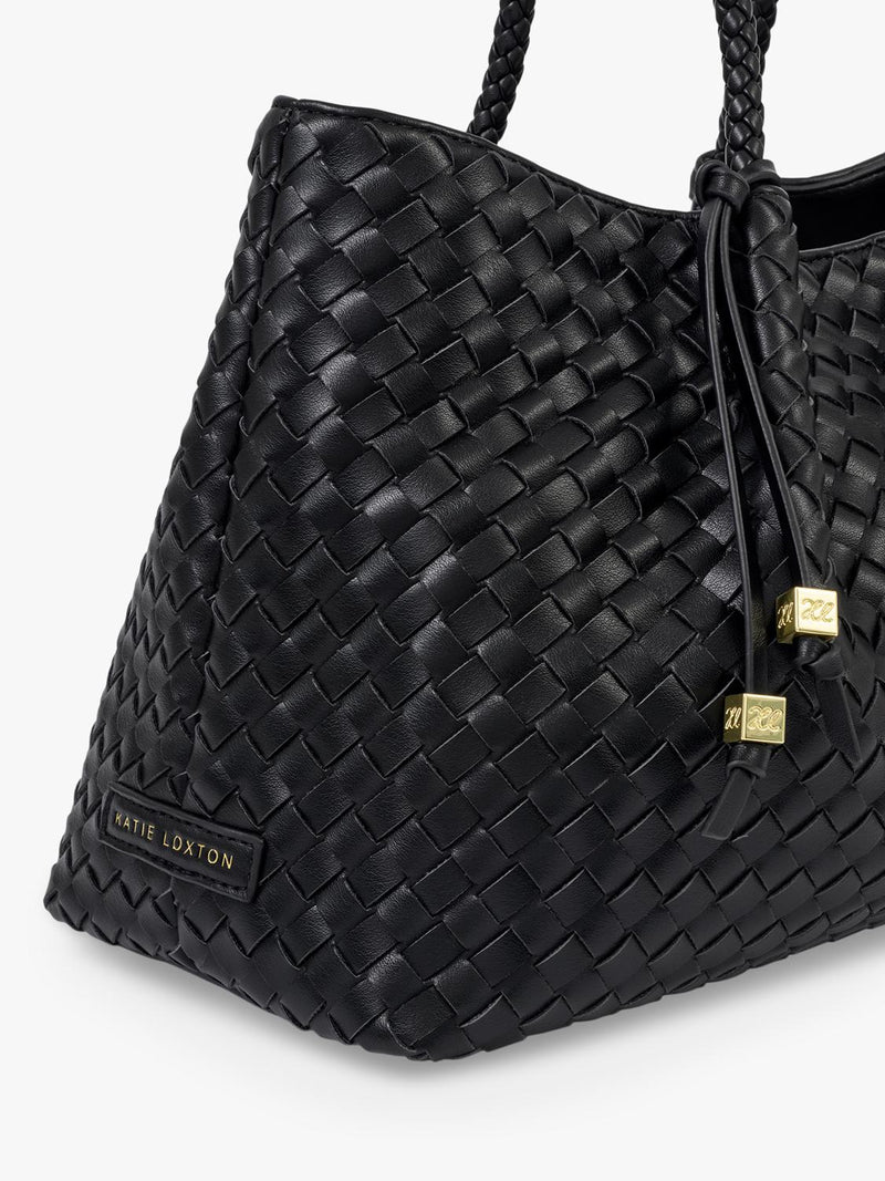 Katie Loxton Nova woven shoulder bag black, UK version
