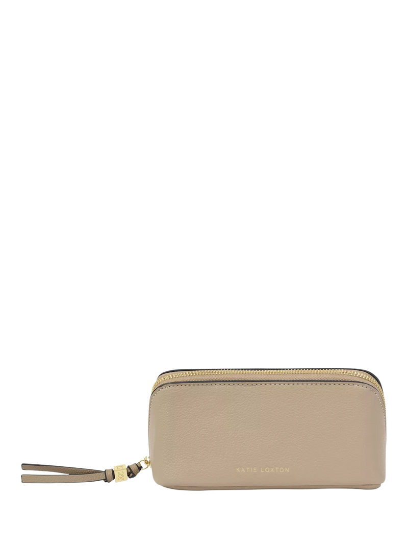 Katie Loxton fold out mirror makeup bag in Light Taupe, imported from the UK