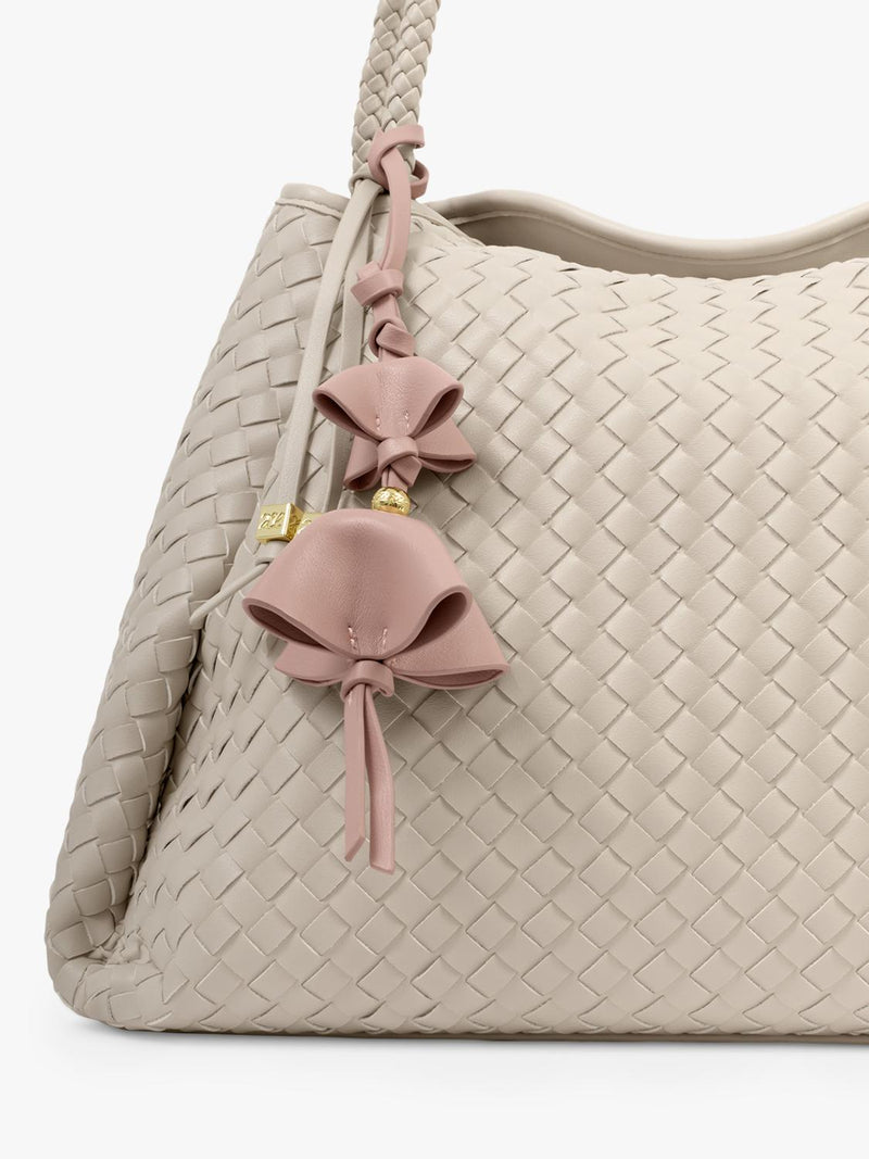 Katie Loxton faux leather tulip bag charm Pink Heather (British brand)