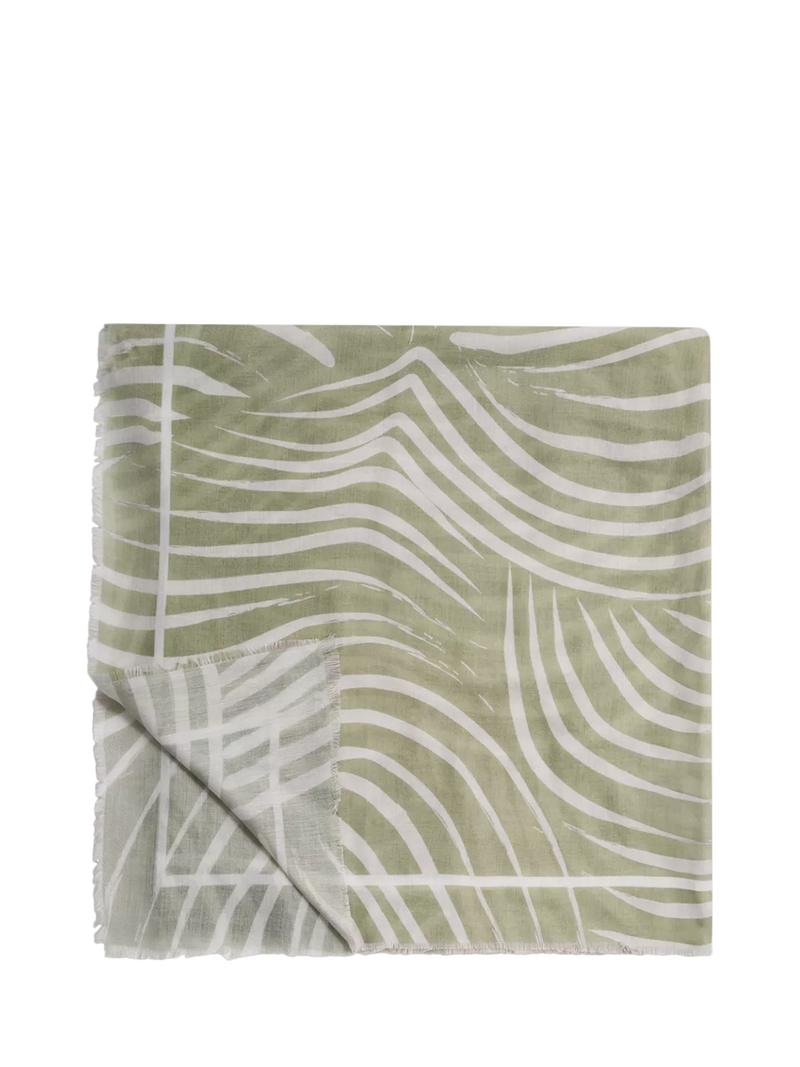 Katie Loxton wavy stripe scarf sage off white, imported from the UK
