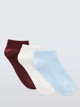 John Lewis John Lewis Textured Trainer Socks Pack of 3 Burgundy- Buy online at McGrocer