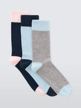 John Lewis John Lewis Deep Welt Ankle Socks Blue Multi Pack of 3- Buy online at McGrocer