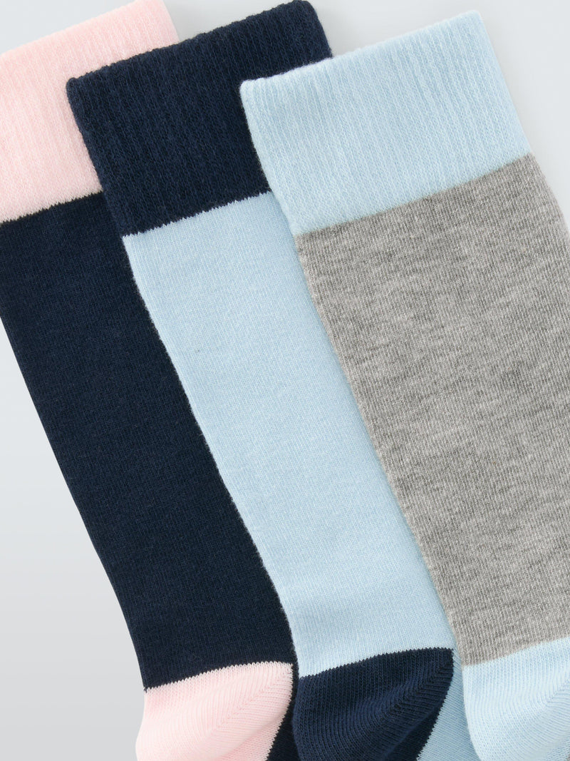 John Lewis ankle socks pack of 3 blue multi one size (British brand)