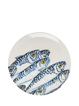 John Lewis BlissHome Creatures Mackerel Round Earthenware Platter, 36cm, White/Blue- Buy online at McGrocer
