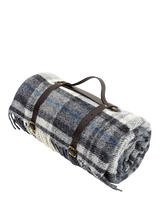 John Lewis Tweedmill Polo Square Wool Check Picnic Rug, 145cm, Grey- Buy online at McGrocer