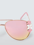 John Lewis kids flower mirrored aviator sunglasses pink, UK version