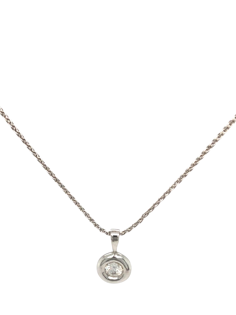 Vintage Fine Jewellery diamond pendant 9ct white gold snake link 0.25ct, UK version