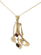 John Lewis Vintage Fine Jewellery Pre-loved 9ct Yellow Gold 3-Stone Garnet and Pearl Pendant- Buy online at McGrocer