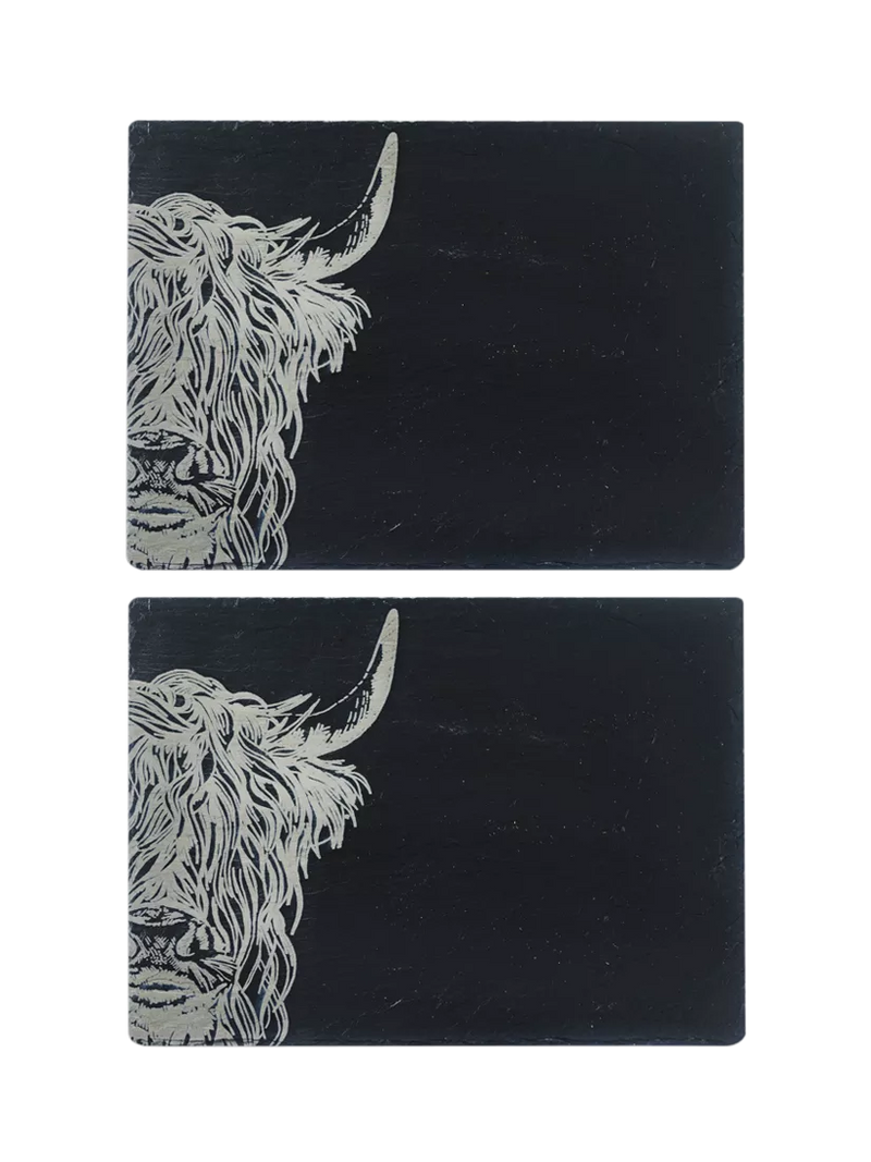 Selbrae House highland cow slate placemats set of 2, UK version