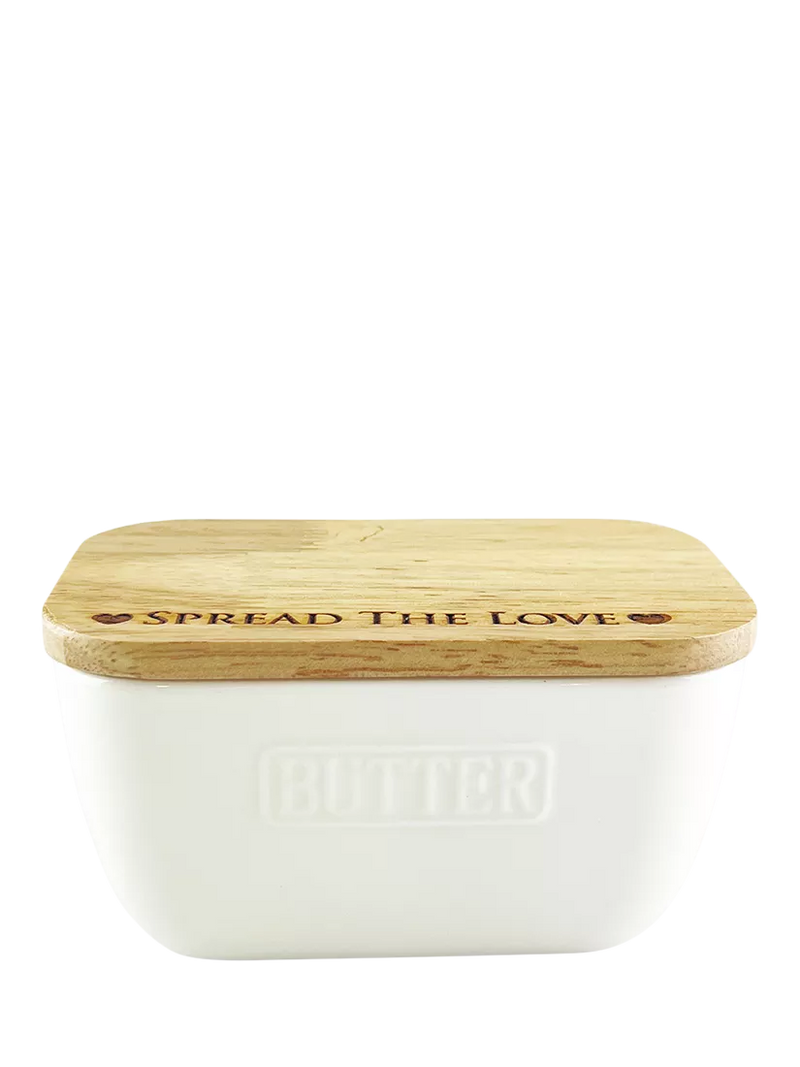 Selbrae House butter dish with oak wood lid, imported from the UK