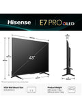 Hisense QLED 4K TV 43E7QTUK PRO 43 inch, UK version
