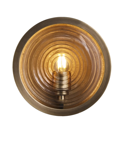 John Lewis Industville Bulkhead Outdoor/Bathroom Ripple Glass Wall Light, Brass- Buy online at McGrocer
