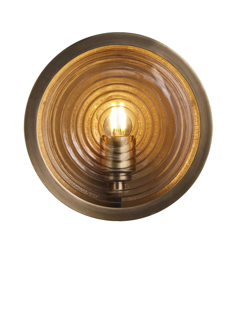 Industville bulkhead wall light brass ripple glass - British product