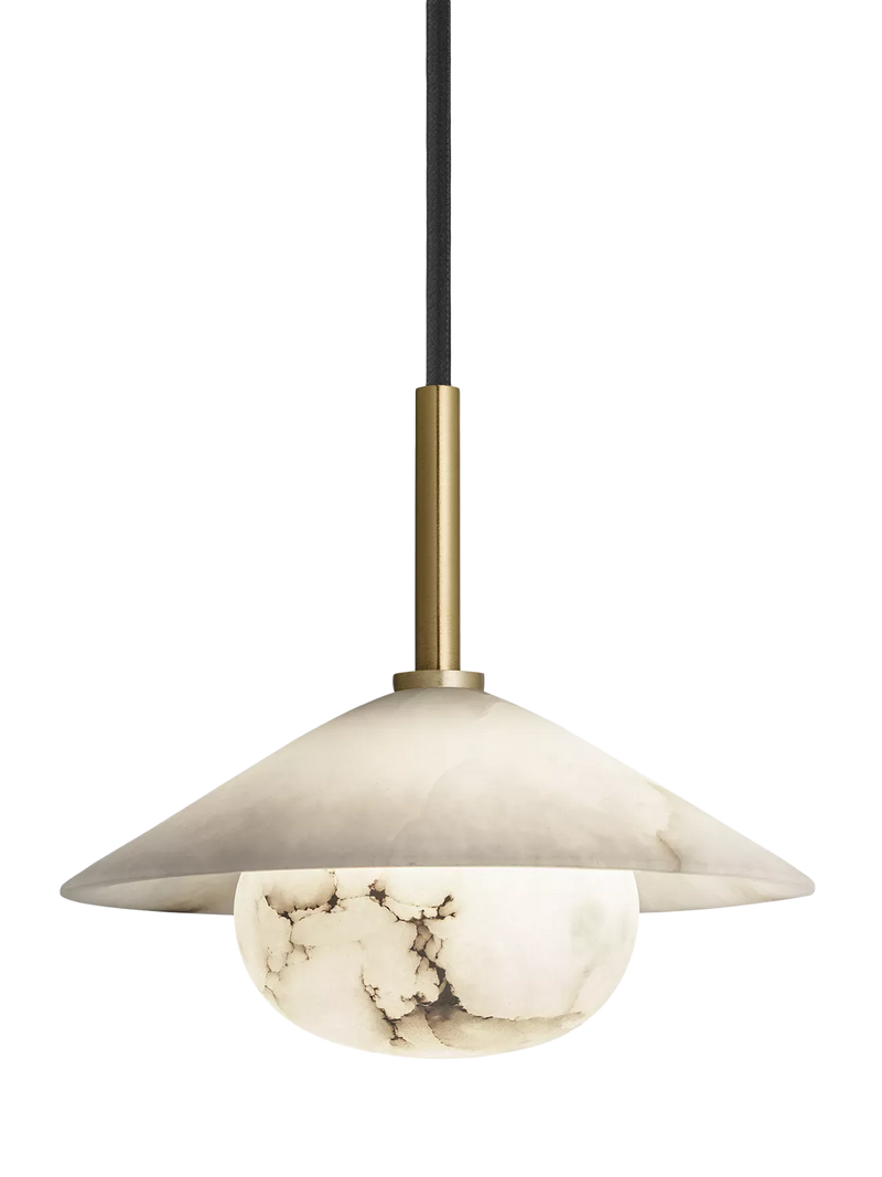 Industville alabaster pendant light white brass, UK version