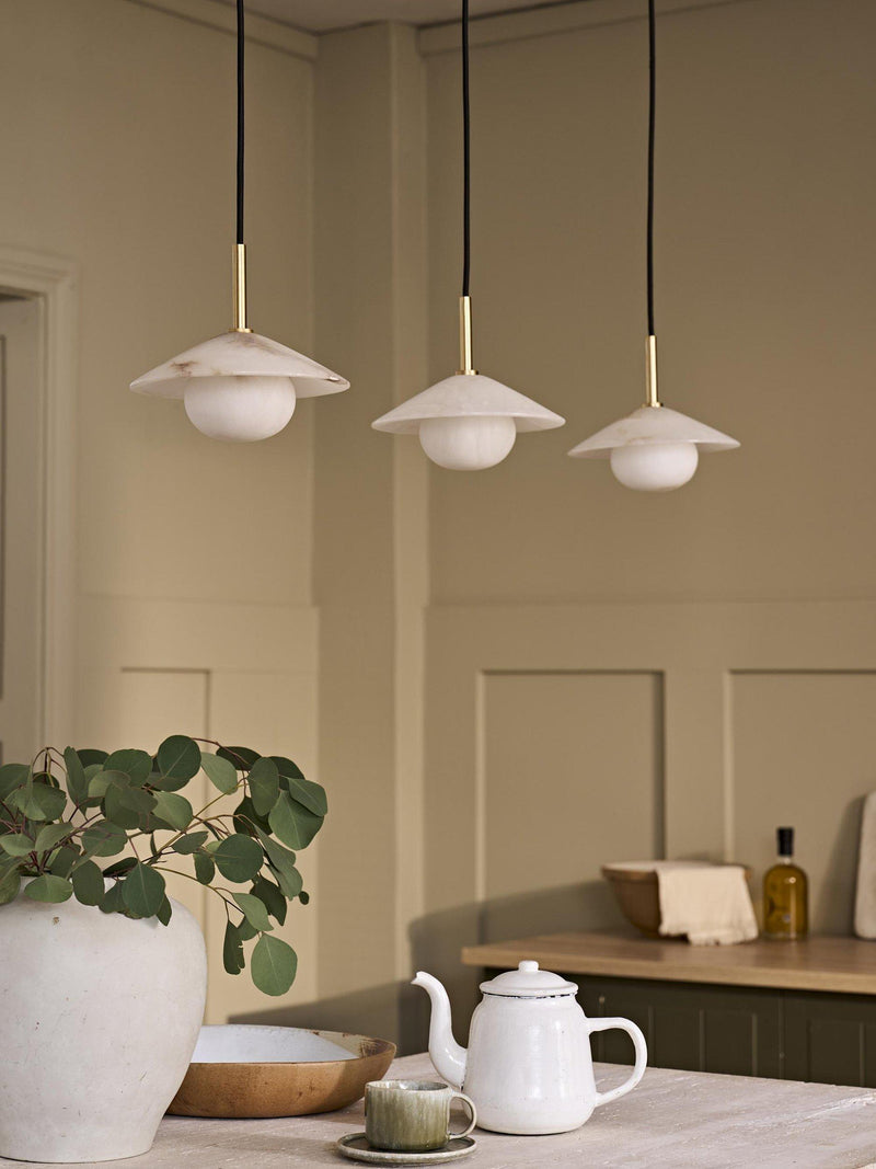 Industville alabaster pendant light white brass, UK version