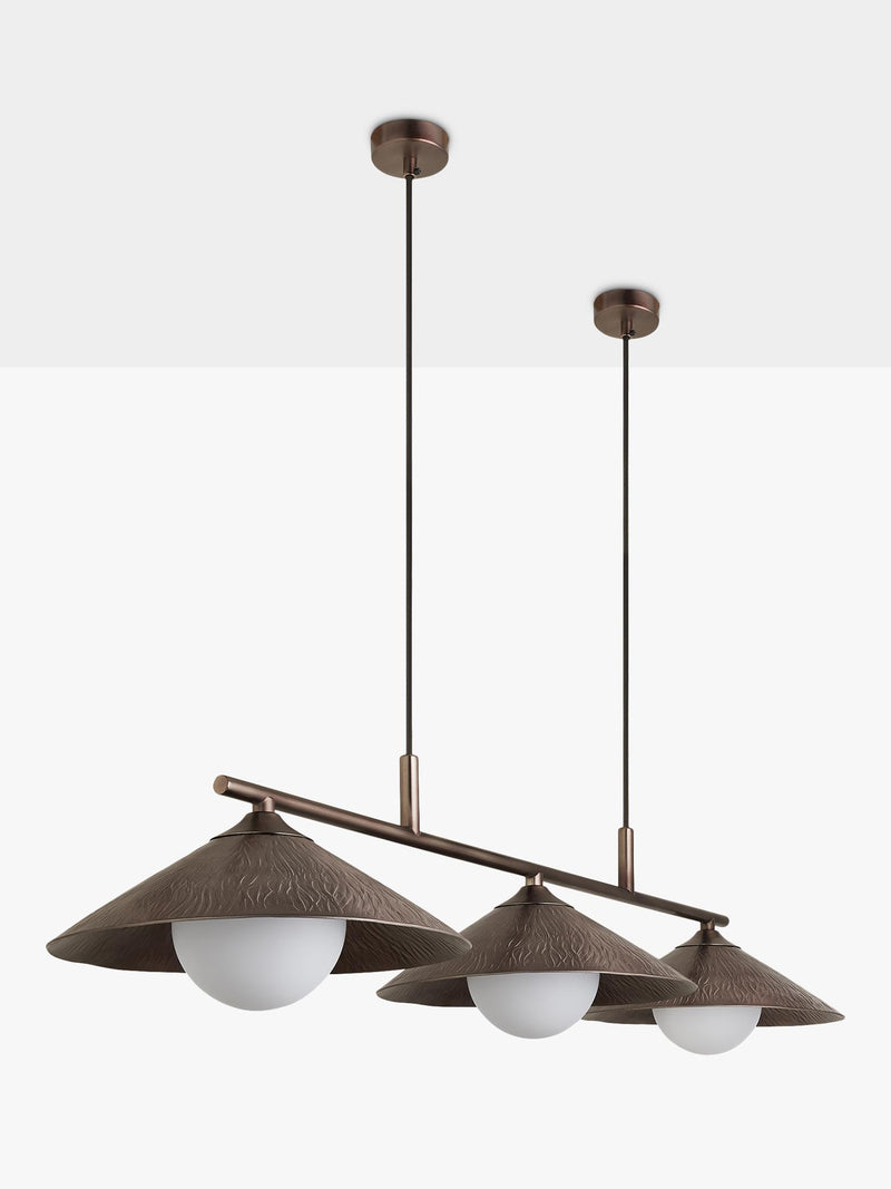 Industville Flume triple pendant ceiling light brushed aluminium, imported from the UK