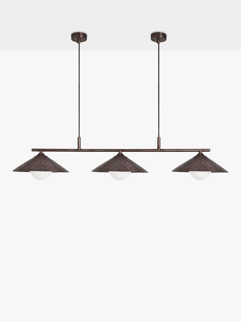 Industville Flume triple pendant ceiling light brushed aluminium, imported from the UK