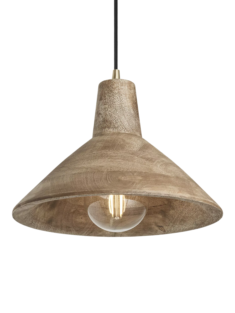Industville Maribo mango wood pendant ceiling light 30cm (British brand)