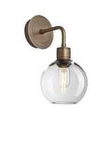 John Lewis Industville Albany Clear Glass Globe Wall Light, Brass- Buy online at McGrocer