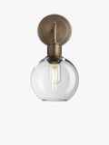 Industville clear glass globe wall light antique brass (British brand)