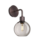 John Lewis Industville Albany Smoked Glass Globe Wall Light, Bronze- Buy online at McGrocer