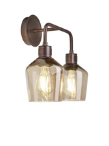 John Lewis Industville Double Albany Smoked Glass Schoolhouse Wall Light, Bronze- Buy online at McGrocer