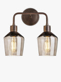 Industville double Albany smoked glass schoolhouse wall light bronze, UK version