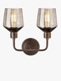 Industville double Albany smoked glass schoolhouse wall light bronze, UK version