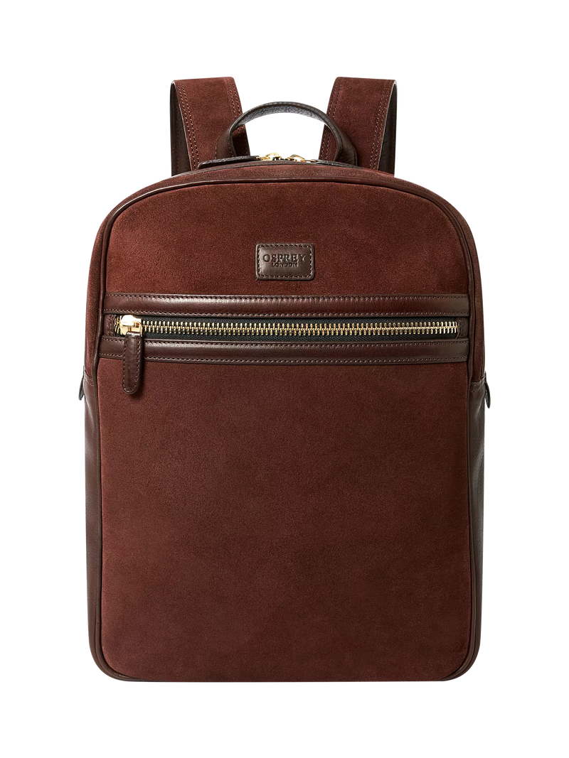 OSPREY LONDON Mocha Suede Backpack Bitter Chocolate - British product