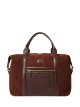 John Lewis OSPREY LONDON Mocha Suede Holdall Bitter Chocolate- Buy online at McGrocer