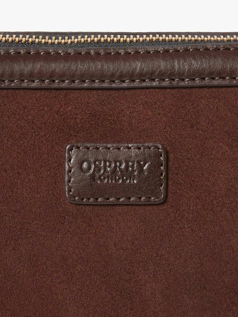 Osprey London Mocha suede sling bag Bitter Chocolate - British product