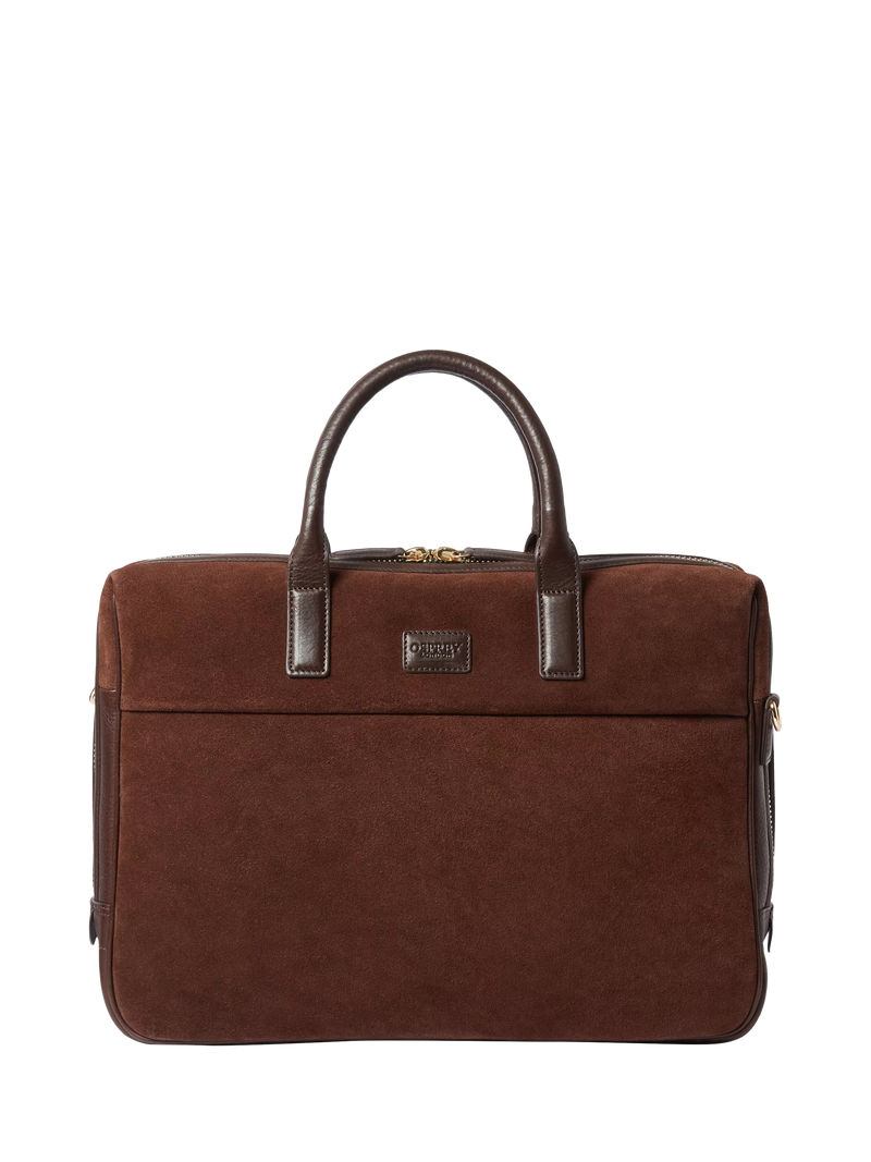 Osprey London suede laptop bag bitter chocolate - British product