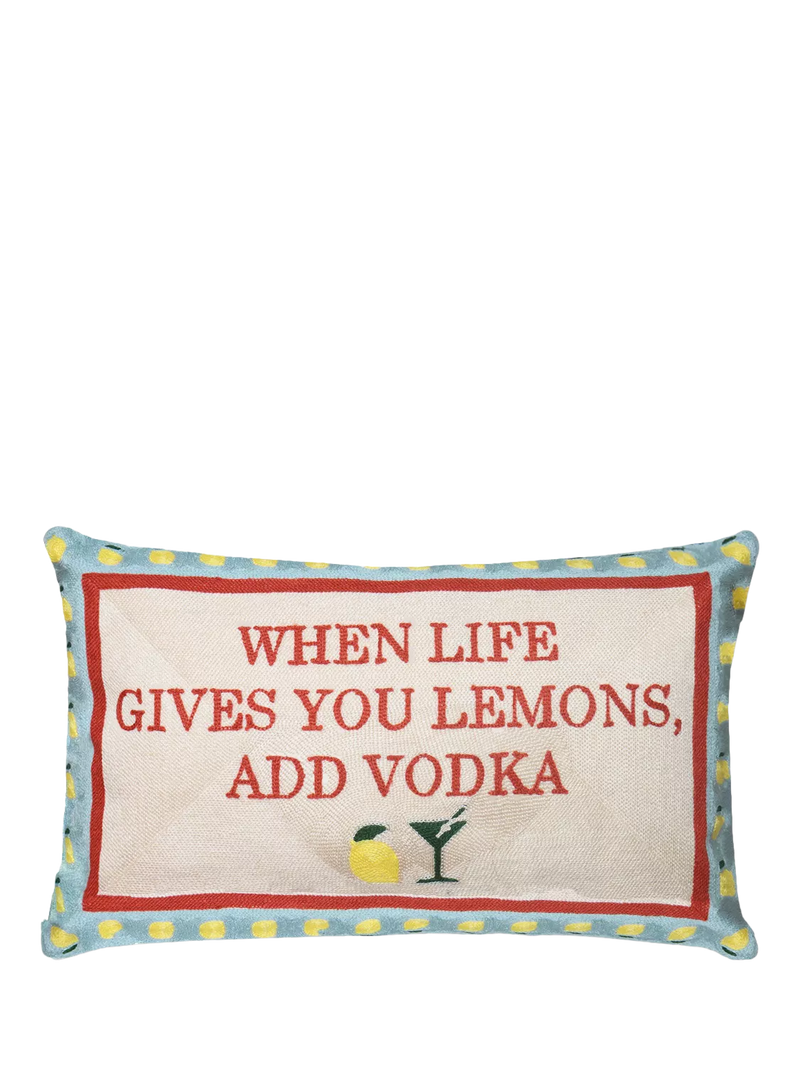 The Pillow Drop cushion with lemon slogan 30x50cm, UK version