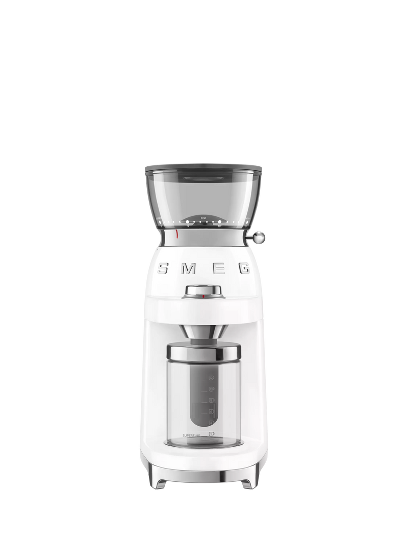 Smeg coffee grinder in white, imported from the UK
