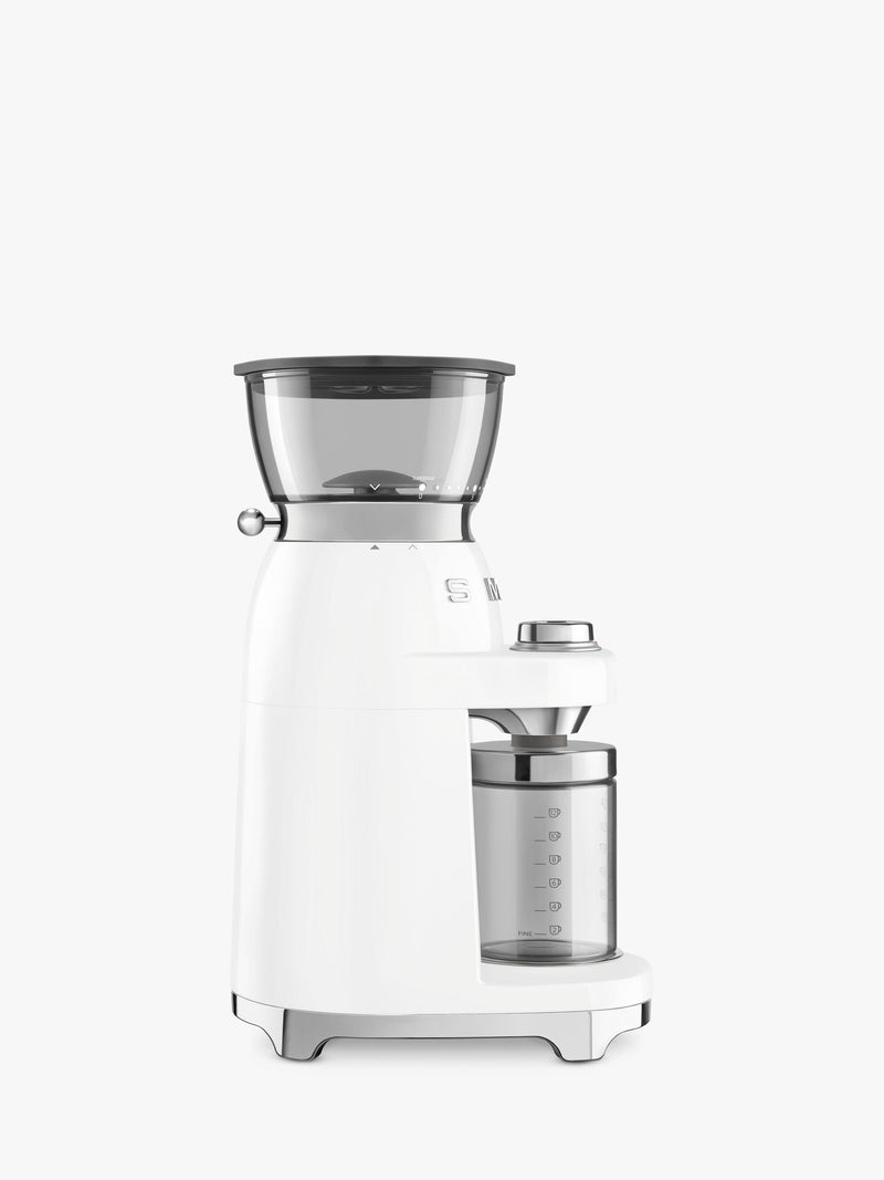 Smeg coffee grinder in white, imported from the UK