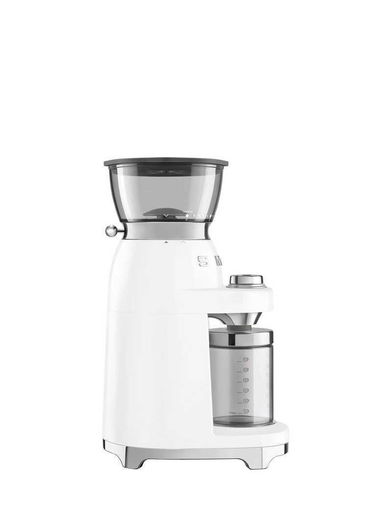 Smeg coffee grinder in white, imported from the UK
