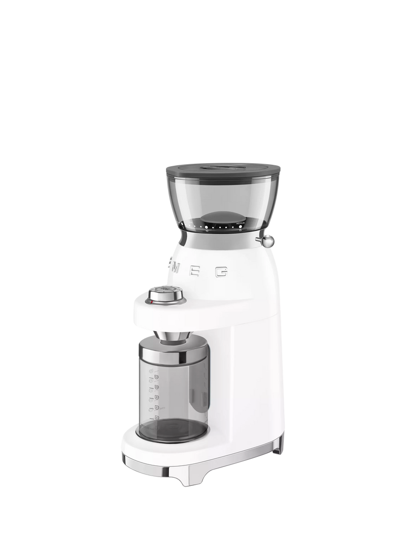 Smeg coffee grinder in white, imported from the UK
